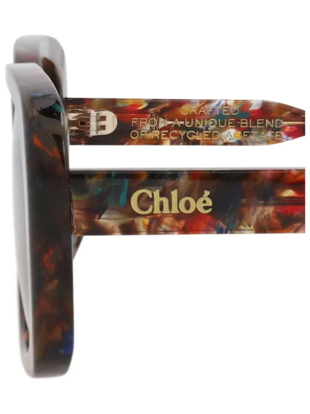 New Chloé Women's Sunglasses Square Rectangle Recycled Acetate Frame Havana